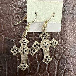 Elegant Silver Cross Earrings